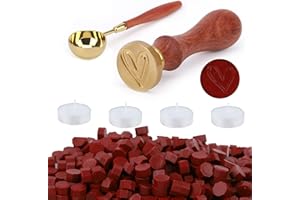 E-RFSEY Kit Ceralacca, 300 Pezzi Ceralacca per Buste/Inviti/Biglietti/Regali/Timbri Ceralacca Vintage - Kit Ceralacca Timbro Cuore (Amore, Rosso Vecchio Stile)