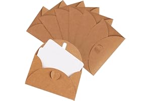 STRRNG 25 Pcs Mini Envelopes,10.3 X 7cm Vintage Kraft Paper Envelopes,Small Brown Envelope with Heart Clasp,for DIY Thank You Card,Birthday Cards,Gift Cards,Wedding Greeting,Party Invitation