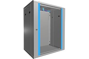 EXTRALINK Armadio rack 19 pollici 15U 600x450, montaggio a parete, telaio automontante, pannelli laterali rimovibili per interruttore UPS, vetro temperato, rack server grigio