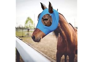 VOSSOT Fliegenmaske Pferd cob Uv Schutz Fliegenfransen Fliegenschutz Pferd, Busse Fliegenmaske Shetty, Blau