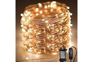 Neonawall 20m LED Fairy Lights Made of Copper Wire with Button, 200 LED Waterproof Fairy Lights with Plug for Party, Wedding, Christmas, Bedroom, Balcony, Indoor and Outdoor Decoration