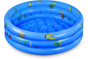 DIELOVEHUA Piscina per Bambini, ø100 cm, Piscina Gonfiabile Bambini, Piscina, Mini Piscina Gonfiabile, Piscina 3 Anelli, Piscinetta per Bambini, per Bambini, Cortile, Giardino