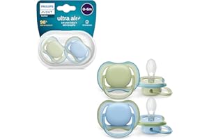 Philips Avent ultra air Sucettes, sucettes légères et aérées pour bébés âgés de 0 à 6 mois, 0% BPA, avec étui de transport stérilisateur, pack de 2, modèle SCF085/21