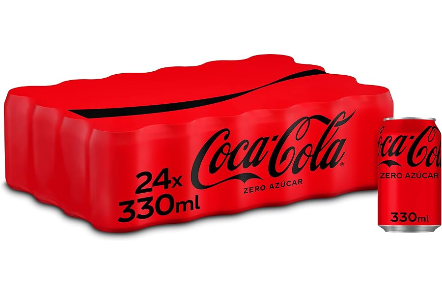 Coca-Cola Zero Azúcar, Refresco de Cola sin Azúcar, Bajo en Calorías - Pack 24 Latas 330 ml