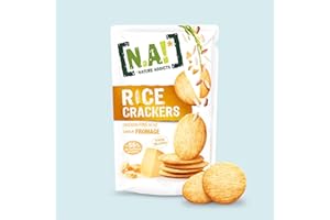 N.A! Nature Addicts - Rice Crackers Fromage - Crackers Fins de Riz, Légers et Craquants - 55% de Matières Grasses en Moins que les Biscuits et Chips Apéritifs du Marché - Lot de 12 Sachets de 70gr