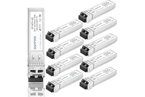 QSFPTEK (10Pack) 10GBASE-SR SFP+ Modulo 10G 850nm 300M DDM LC Port Multimode SFP+ Ricetrasmettitore compatibile con Cisco SFP-10G-SR, Ubiquiti UF-MM-10G, Microtik, Supermicro