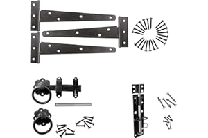 ALLEN & ALVAN A&A, Value Gate Pack, Gate Pack with Fixing, [3X T Hinge 10 Inches], [1x Ring Gate Latch], [1x 6" Brenton Bolt] Black Powder Coated