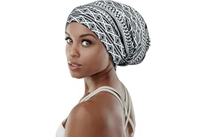 FocusCare Damska satynowa podszewka do spania slouchy cap curly slap nakrycie głowy prezent dla kraus włosów jeden rozmiar pasuje większości dżinsowy niebieski