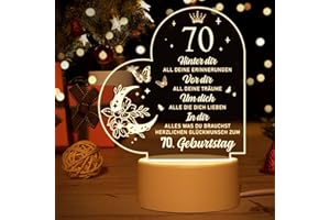 ‎VETBUOSA Vetbuosa Acryl Nachtlicht als Geschenk zum 70. Geburtstag für Frau & Mann, 1955er Geburtstagsdeko mit berührender Botschaft, Ideal für Vater, Mutter, Ehepartner & Freunde