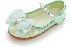 Eleasica Chaussures pour Fille Antidérapant Chaussures pour Déguisement Enfant Talon Plat Bout Fermé Mary Jane Princesse Elsa Noël Carnaval Soirée Scratch Respirant Cosplay Fête