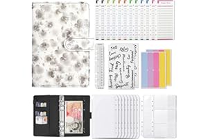LEEGOHI Ring Binder Set, 28 pcs Budget Binder with Cash Envelopes, Label Sticker Sheets, Budget Sheets, Money Saving Wallet Ring Binder Notebook with Pockets for Budget Plannerr, Travel, Work (Gray)