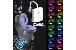 BUZUYIWAR Lampe LED pour Toilette, 16 Couleurs Lumière des Toilettes À L'intérieur des Toilettes avec Fonction Capteur Rechargeable Mouvement et Projection Étanche Lampe Toilette pour Salle Bain Toilettes