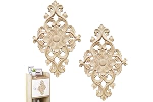 ETERSPR 2 Pezzi Scultura in Legno Fiore Decalcomania, Hollow Decorativo Intagliato Applique, Decorazione Legno Intagliato, Per Muri, Mobili, Armadi, Finestre