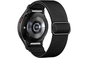 Mastten Nylon Elastisches Armband für Samsung Galaxy Watch 7/6/5/4 Armband 40mm 44mm/Galaxy Watch 6 4 Classic/5 pro/FE, Keine Lücke Schnellverschluss Sport Band für Damen Herren, Schwarz