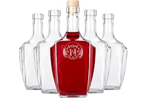 SUPERBUTELKI.PL Juego de botellas de cristal para beverage Bottles – Botellas vacías para rellenar, frascos decorativos, elegantes y modernos, botellas de cristal (5, 500 ml)