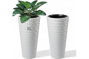 ‎MELTOM MELTOM Blumenkübel mit Herausnehmbaren Einsatz Diamant Oberfläche 3D Effekt Pflanzkübel Slim (Platin, XL)