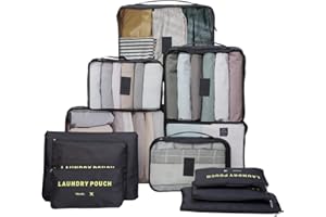 TXBOBECO Zestaw 12 organizerów do walizek, organizerów do walizki, torby na ubrania, kostki do pakowania kosmetyków (czarny)