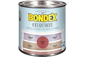 Bondex Kreidefarbe Antik Rot 0,5 L | Für Möbel & Accessoires aus Holz | Leichte Verarbeitung | Pflegt und schützt | Shabby-Chic Möbelstücke | Innenfarbe | Kreideholzfarbe