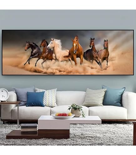 HUARCEY Impression Sur Toile Avec Cadre Doré - Décoration Murale Vintage Classique - Pour Salon, Chambre à Coucher, Salle De Bain, Cuisine, Ferme - Décoration Esthétique - Cheval - 33 X 40