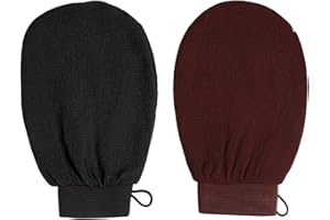 VAWSVOCS 2X Gant Exfoliant,Gant De Crin,Gant exfoliant corps, Gant Gommage corps pour Hommes et Femmes，Nettoie et Purifie Votre Peau Naturellement, Élimine Les Peaux Mortes Efficacement