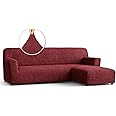 PAULATO BY GA.I.CO. Sectional Couch Cover - L-Shape Sofa Cover - Soft Fabric Seat Slipcovers - 1-piece Form Fit Stretch Furniture Slipcover - Microfibra Collection - Bordo (Right-Facing Chaise)