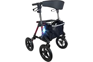 HEALTH MEDICAL FAB Deambulatore in Alluminio Crosser con ruote Grandi e Luce Led, perfetto per terreni e attività all'aperto