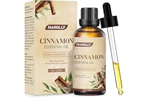 HANOLLY Olio Essenziale Cannella 100ml, Oli Essenziali per Diffusori Naturali, Profumati di Aromaterapia Olio di Cannella per Massaggio Corpo, Candele Fai da Te, Diffusore, SPA, Bagno