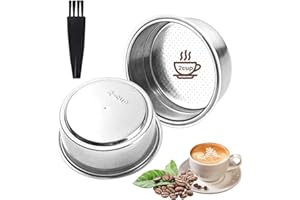 Scettar 51mm Filtro de Café de Acero Inoxidable 2 Tazas Canasta de Filtro Presurizado de Doble Capa con Cepillo Canasta de Filtro Expreso de Compatible con Cafeteras Cecotec Ufesa Breville
