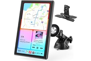 Avylet Carplay Auto 7'' Wireless, Schermo per Auto Navigazione GPS, Car play Supporto Magnetico, Schermo Verticale/Orizzontale, 60FPS Display, Controllo Vocale,Aggiornamenti OTA,Bluetooth,AUX,FM,WiFi