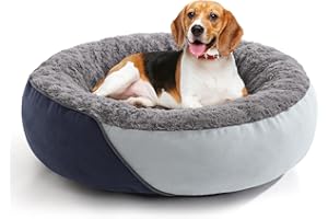 FURTIME Round Dog Bed(66 * 66cm), Donut Cuddler Dog Bed for Medium Dogs, Cats, Ideal for Corgi, Beagle