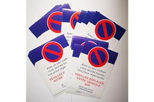 DIRODISTRIB Pack de 20 Grands Autocollants de stationnement Interdit pour Voitures Mal garées. 14,8 x 21 cm. Format A5. Difficiles à décoller