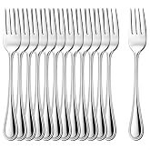 COM-FOUR&reg; 12 x 430 Stainless Steel Cake Forks | Elegant Cutlery with a Simple Design - Small Dessert Forks - Appetizer Forks