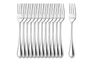 COM-FOUR® 12x kakgafflar av rostfritt stål 430, snygga bestick i enkel
