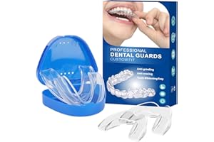 QIDUHUQI Aufbissschiene gegen Zähneknirschen, 4 formbare Mundstücke zum Zähneknirschen und Schlafen, Zahnschiene Knirschen, Knirscherschiene für Nacht, Beissschiene für Bruxismus, Schnarchschiene- 2 Größen