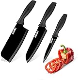AGARO Royal 3in1 Kitchen Knife Set, Stainless Steel 3 Piece Set, Sharp Blades with Ergonomic Handle for Home Kitchen and Rest