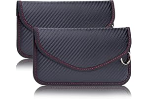 NEUSID Faraday Lot de 2 pochettes pour téléphone portable, grand format, bloqueur de signal, pour clés de voiture, protection Keyless Faraday Bag RFID, en fibre de carbone, noir