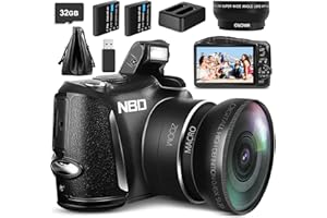 NBD Fotocamera digitale LK, fotocamera per fotografia con obiettivo grandangolare e macro, fotocamera vlogging per YouTube 16x zoom con scheda da 32 GB, fotocamera compatta per adolescenti,