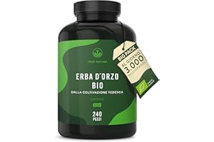 Erba d'Orzo BIO - 240 Capsules - barley grass - 3.000mg altamente misurati per dose giornaliera - Vegan e testato in laboratorio - Coltivazione tedesca - TRUE NATURE®