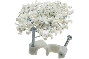 ENTIE FLAT White 7mm Cable Clips for 1mm2 Twin & Earth Cables [100 Pack] [7mm (1mm2 T&E)]