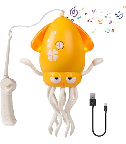 Jouet Poulpe Dansant Électrique Pour Chat/Chien - Avec Capteur D'évitement D'obstacles - Musique Et Lumières - Amusement Interactif - 3