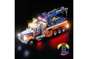 cooldac Led Licht Kit Kompatibel mit lego Technic Schwerlast-Abschleppwagen, Fernbedienung Led Licht Set Kompatibel mit lego 42128 Technic Heavy-Duty Tow Truck Modellbauset(nur Lichter,Keine Modelle)
