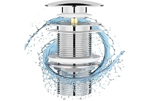 Bonicxane Pop Up Basin Waste - UnSlotted Click Clack Bathroom Sink Plug in Chrome Finish - Modern Sink Waste Kit without Overflows.