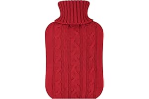 KOVO Hot Water Bottle with Knitted Cover – 2L Rubber Hot Water Bag for Hot & Cold Compress | Pain Relief for Neck, Shoulders, Back, Cramps, Feet & Hands | Leakproof & Reusable Warmer (Red)