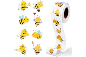 YUEXNKO Biene Aufkleber, 500pcs Sticker Biene, Biene Belohnungsaufkleber, Kleine Bienen Aufkleber, Biene Aufkleber Rolle, Wasserfest Aufkleber Biene, Bee Sticker, Niedlich Biene Aufkleber