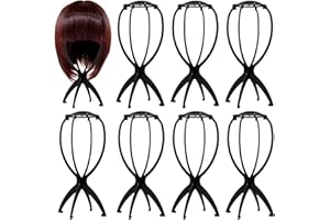 BLLREMIPSUR 8 Stück Perückenständer Set Tragbare Falten Plastik Perückenhalter Beweglicher Perücke-Standplatz Perücke Trockner Perückenkopf Faltbar