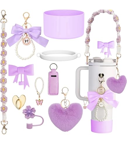 8Pcs Stanley Cup Accessories Set - Glitter Straw Toppers, Boots & Charms For 30&40 Oz