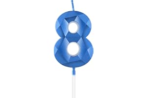 Royal Blue 8:e födelsedagsljus, 3D blå nummer 8 ljus för tårta, pojke flicka 8:e födelsedag dekorationer, blå tårtdekoratione