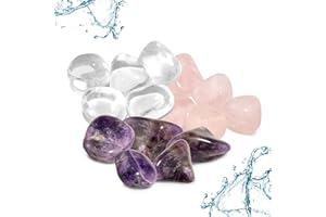 PURAJA set básico para la revitalización del agua | piedras preciosas naturales | mezcla premium para agua de piedras preciosas | piedras talladas: cuarzo rosa, amatista, cristal de roca (150g)