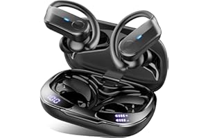 ORDTOP Wireless Earbuds Sports, 2025 70Hrs Bluetooth 5.4 Headphones Running with 6D Deep Bass, IPX8 Waterproof ENC Noise Cancelling Earphones with Earhooks, Over Ear Buds, USB-C Headset for Workout/Gym/Ride