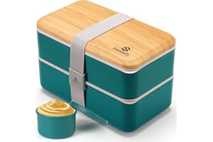 Sinnsally Porta Pranzo,1400ml Bento Lunch Box Prova di Perdite per Adulti,Contenitore per Pranzo a Prova di Perdite con Scomparti Posate senza BPA,Sicuri per Microonde e Lavastoviglie (Verde Nordico)